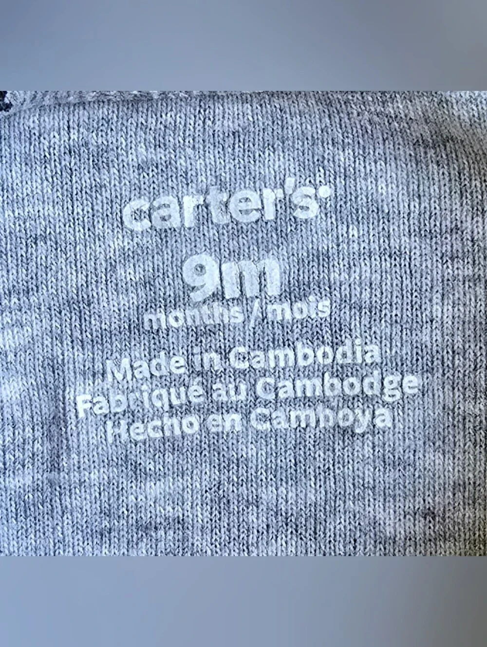 Gray Baby Girl Carter's Onesie Cute Words Black Ruffles Size 9 Months